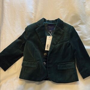 Green Structured Blazer with Notched Lapel